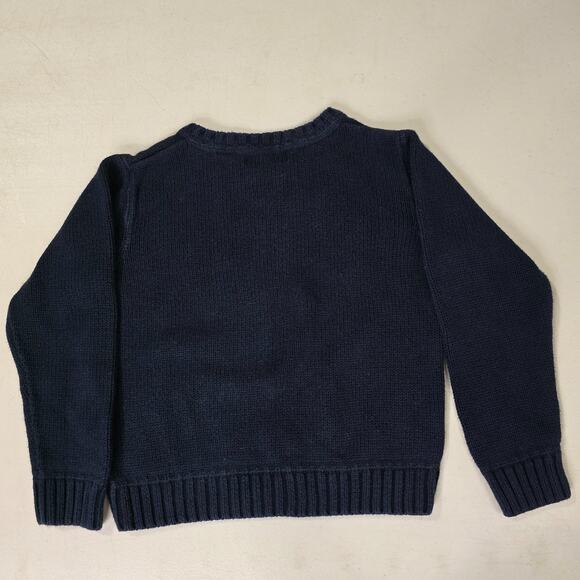VTG Polo Ralph Lauren Sweater Boys Sz 5 Navy Blue Red Pony Crewneck Pullover - Picture 2 of 6